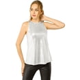 thumbnail image 2 of INSPIRE CHIC Camiseta Sin Mangas Con Chaleco Brillante Metálico Brillante Sin Mangas Para Fiesta Y Club Para Mujer Plateado claro XL, 2 of 6