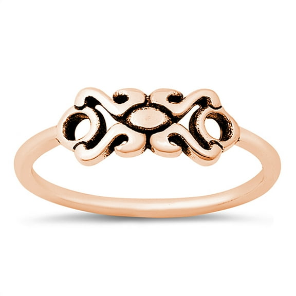 All in Stock Rose Gold-Tone Sterling Silver Flame Design Ring Size 7