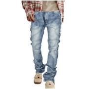 JMYHOAM Pants for Men Jeans Pant Men Fashion Zipper Button Solid Casual Pocket Sports Trousers Pants,S-XL