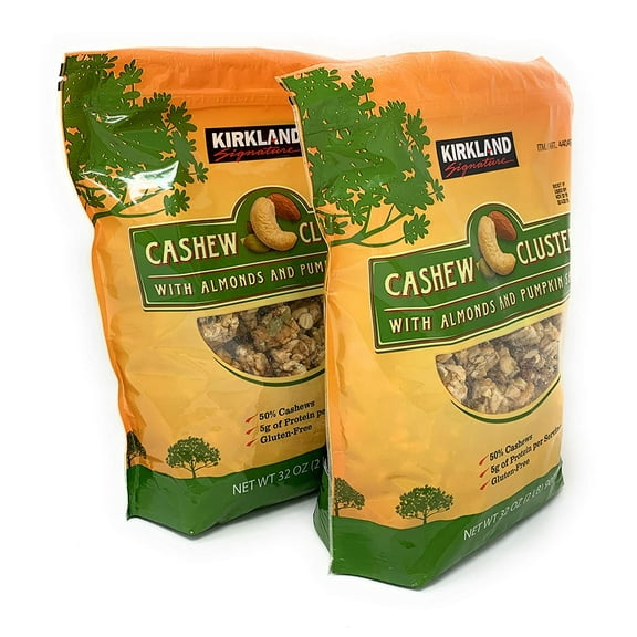 2 PACK | KS Gluten Free, Kosher Cashew Clusters,Cashew Clusters With Almonds and Pumpkin Seeds , Resealable Bag 2 lbs (2 PACK)