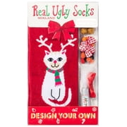 Real Ugly Socks Cat Reindeer Design Your Own Ugly Socks [Ladies 9- 11 / Mens 10-13]