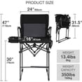 thumbnail image 4 of REDCAMP Tall Folding Chair 29" Seat Height Directors Chair High Portable Foldable Bar Stool with Side Table and Storage Bag for Makeup Artist, Lawn, Craft Show, 350LBS Black, 2Pack, 4 of 9