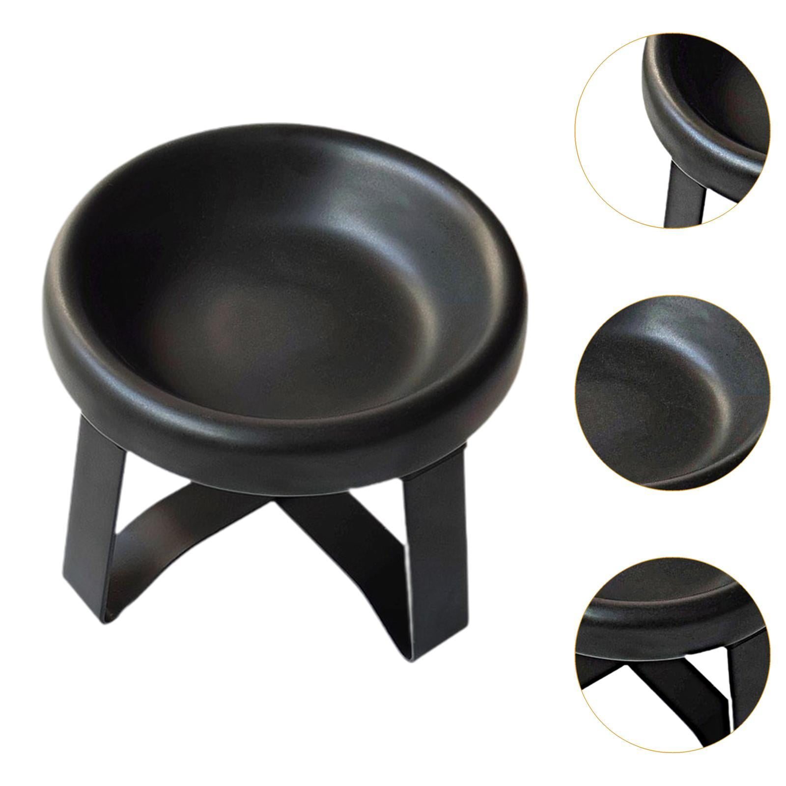 Serenable Cat Bowl Cat Food Dish with Metal Stand, Water Dispenser, Prevents Spills, Ceramic Pet Bowl for Small and Medium Breeds Puppy Black