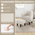 thumbnail image 5 of Giantex Barrel Accent Chair w/Ottoman, Comfy Linen Fabric Armchair, Upholstered Club Tub Sofa Chair & Footstool Set, Beige, 5 of 10