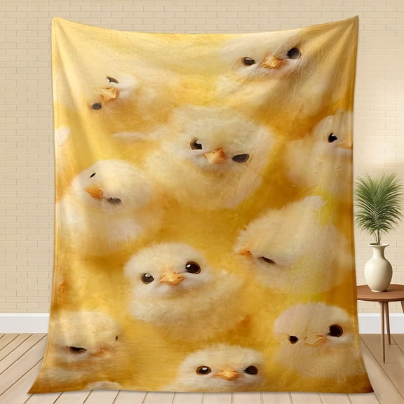Chick Blanket, Farm Chicken Flannel Throw Blanket, Cozy Flannel Soft Stuff Blankets Gift for Girls Boys Couch Sofa Bed 50" x 60"