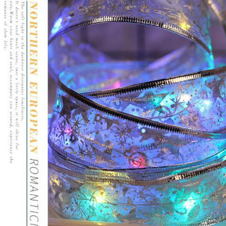 Christmas Tree Decorations 16ft Christmas Tree Ribbon Lights Ribbon Bows  String Lights for Holiday Xmas Deco 
