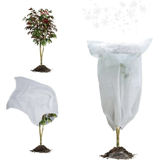 White Winter Plant Covers Freeze Protection, 31.6 x 47 Inch. Pack of 2 Plant Winter Cover Protection with Drawstring. Tree Plant Protectors for Winter. Lightweight Anti Frost Plant Cover