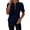 Navy-TOPS, variant on Cable Knit Half Zip Tops for Women Short Sleeve Crewneck Shirts Casual Daily Blouses Army Green S