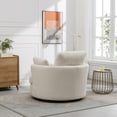 thumbnail image 4 of 42.2"W Oversized Swivel Chair with Half Moon Storage Ottoman, Chenille Swivel Barrel Chair, Comfy Round Swivel, Modern Upholstered Single Sofa Armchair for Nursery,LivingRoom,Bedroom, Beige, 4 of 8