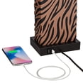 thumbnail image 4 of 360 Lighting Modern Table Lamps Set of 2 with USB Charging Port 27" Tall Zebra Faux Wood Off-White Fabric Shade for Bedroom Bedside House, 4 of 9