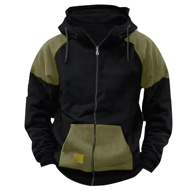 pstuiky camisa de manga larga para hombre, Sudadera informal con cremallera y retazos para hombre, ropa de trabajo a la moda, sudadera con capucha, blusa deportiva para entrenamiento s