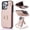 Rosegold, variant on Designed for iPhone 14 Case Wallet with Card Holder for Women Girls, Crossbody Case with Lanyard Strap, Protective PU Leather Purse Case with Ring Holder Stand for iPhone 14 - Green