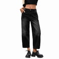 thumbnail image 1 of Pantalones Vaqueros de Mujer, Estilo Vintage, de Pierna y Tiro Medio, Holgados, Estilo Boyfriend, Hasta el Tobillo, Y2K Gris Negro XL, 1 of 9