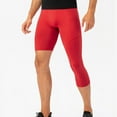 thumbnail image 5 of YLSDY Fashion Mens One Leg Compression Tights for Basketball Gym Sport Leggings 3/4 Compression Pants with Pockets Red S, 5 of 9