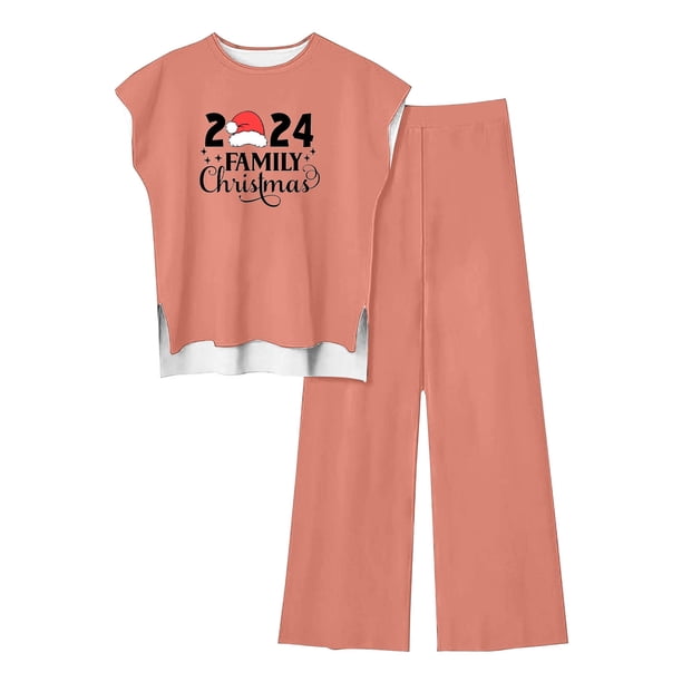 Pantalones Casuales sin Mangas Impresos con Cuello Redondo Conjunto Superior, Pantalones Ligeros Mujeres para Primavera Verano