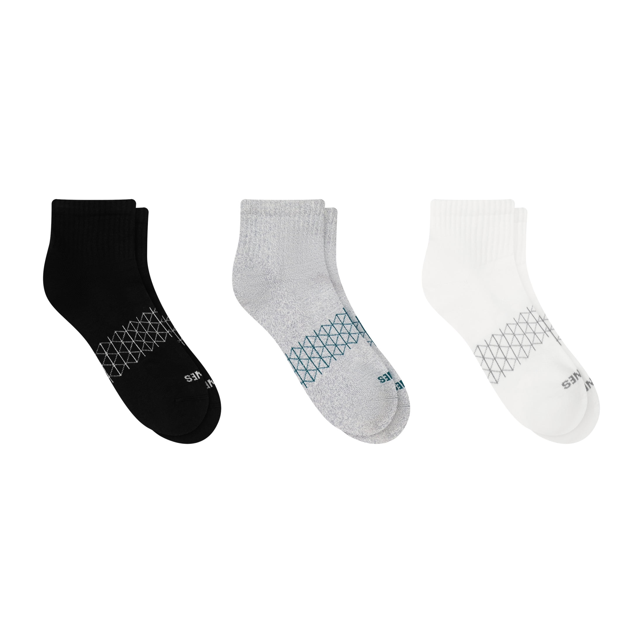 Hanes Mens Ankle Socks, Cushioned, Absolute Comfort, 3-Pack, Size 6-12, Black