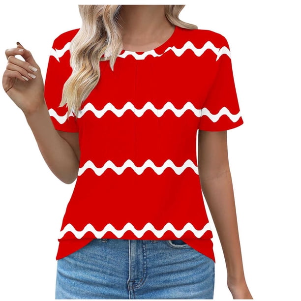 Tops Cortos para las Mujeres Cuello en V de Moda Casual Manga Corta Primavera Verano Top, Tops de Baile para las Mujeres