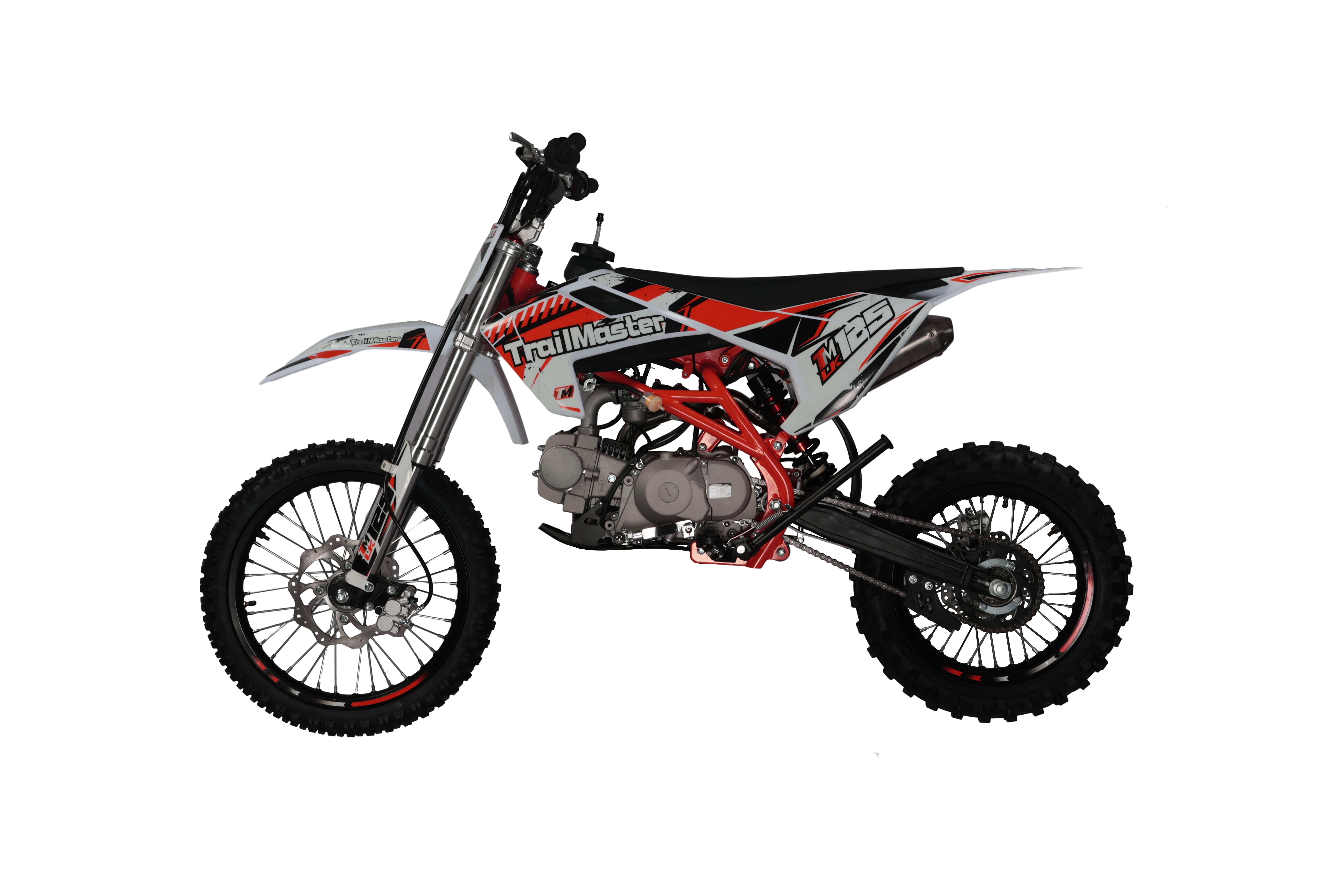 TrailMaster LK125 123cc Dirt Bike, Max Speed 45 mph, Ages 16+, 32.9" Seat Height, 17"/14" Tires, Electric & Kick Start, Inverted Forks (Red)