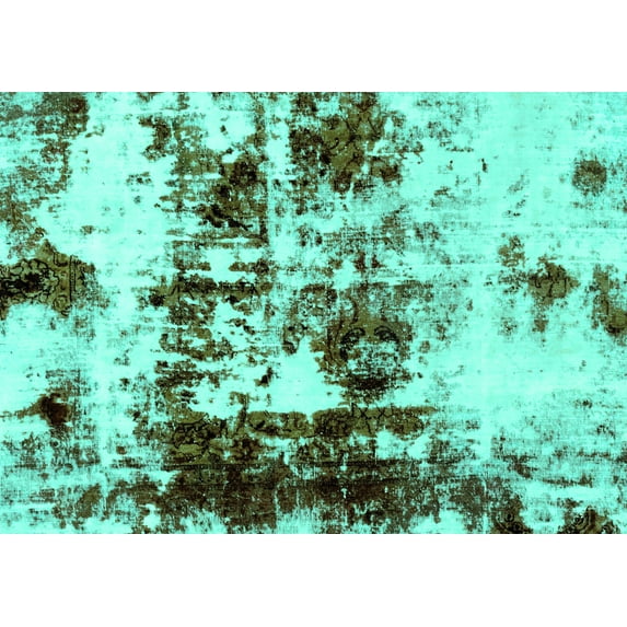 Ahgly Company Indoor Rectangle Abstract Turquoise Blue Modern Area Rugs, 4' x 6'