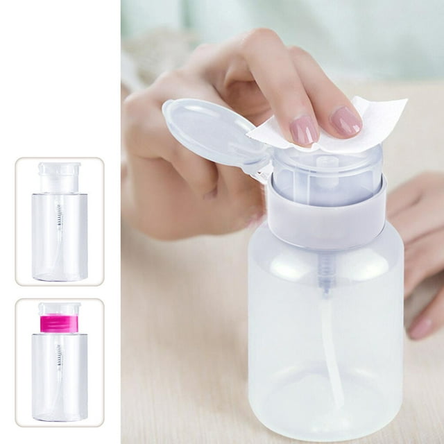 Empty Pump Dispenser Nail Polish Remover Refillable Storage Container Cosmetic Plastic Press Bottle Manicure Beauty Box Rose red 100ml