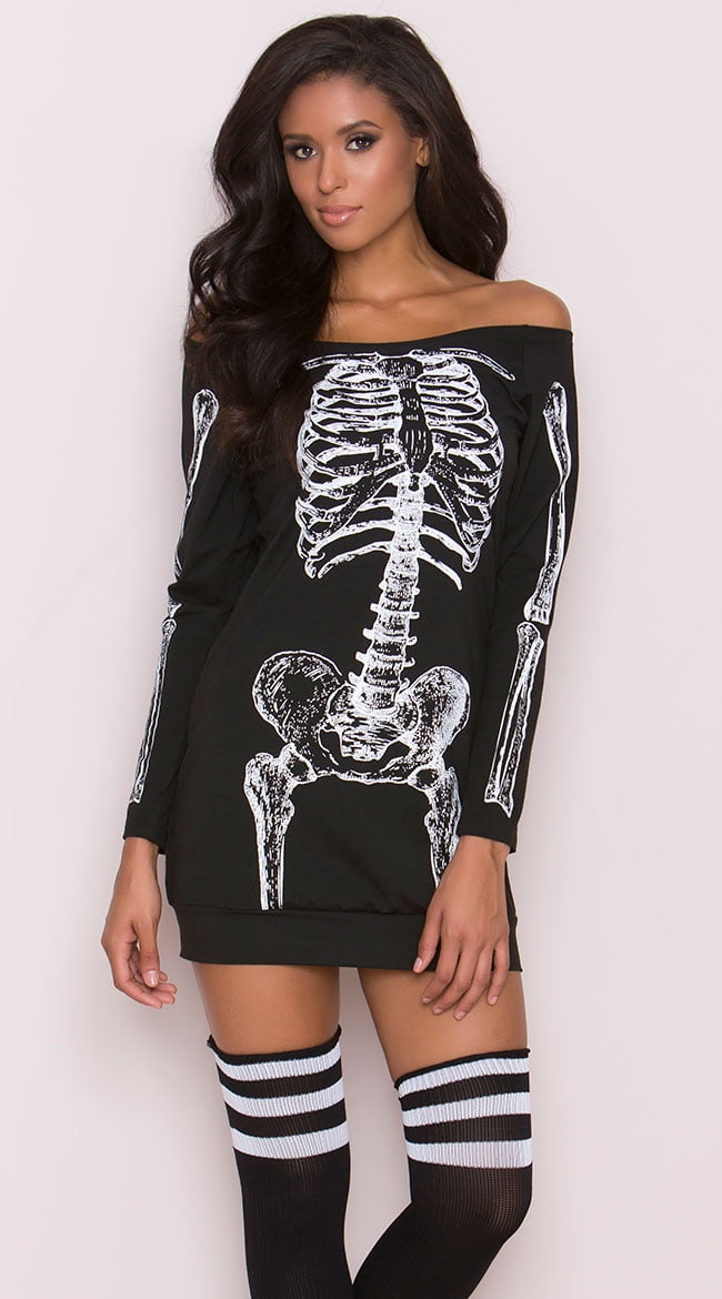 womens skeleton t shirt dress