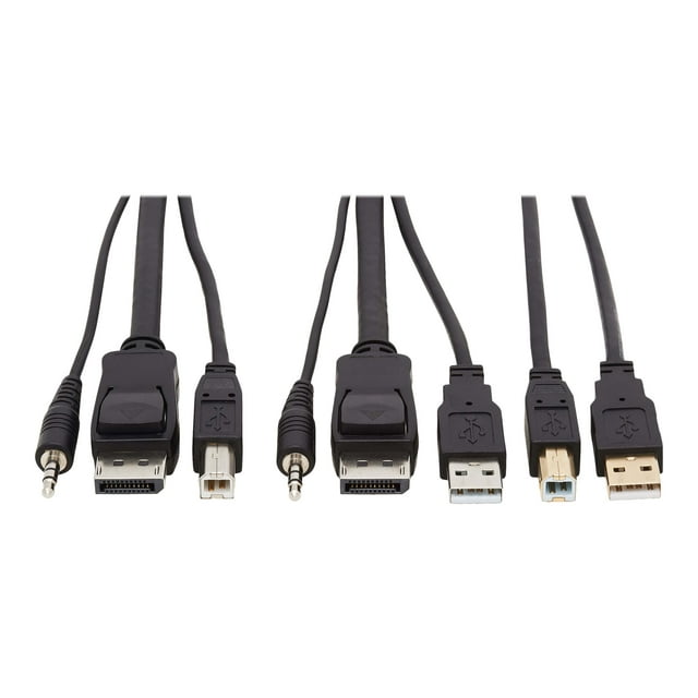 Tripp Lite DisplayPort KVM Cable Kit 4K USB 3.5mm Audio 3xM/3xM USB MM 10ft - Video / USB / audio cable kit - USB 2.0 / DisplayPort 1.2 - 10 ft - 4K support - black