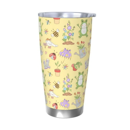 

Qekee Frog Bee Print 20OZ Car Cup Stainless Steel Vacuum Insulated Tumbler Tumbler Cup With Lid And Straw Travel Coffee Mug-Without Straw