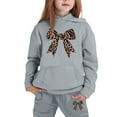 thumbnail image 4 of GBSYEWXS Toddler Teen Girls Outfit Set Bow Print Breathable Long Sleeve Hoodies Pants Comfortable Grey Clothing Sets Size 8 Years-9 Years, 4 of 4