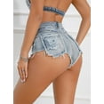 thumbnail image 3 of Aayomet Women's High Waisted Frayed Ripped Denim Shorts, Blue, L, 3 of 5