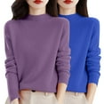 thumbnail image 2 of Chandail à Col Rond pour Femmes, Automne et Hiver, 2 Pcs, Couleur Unie, Doux et Confortable, 2 of 4