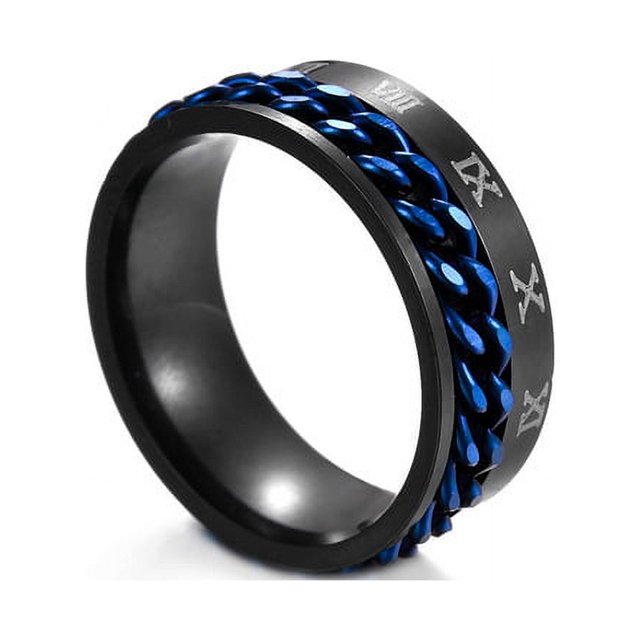jewelry European and American personalized digital titanium steel ring rotatable chain ring decompression bracelet