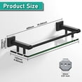 thumbnail image 3 of Woindo Bathroom Glass Shelf with Full-coverage Railing, Floating Tempered Glass Bathroom Wall Shelf Rectangle 16 Inch Shelves Black Bracket Mount Modern, 3 of 8