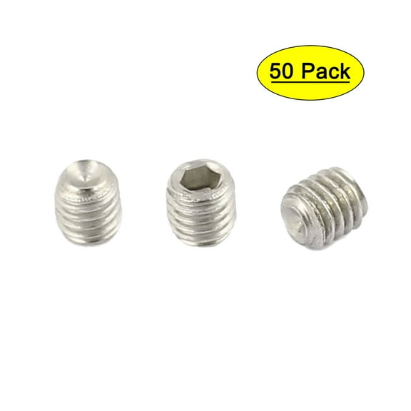 50Pcs M3 x 3mm Stainless Steel Hex Socket Set Grub Screws Headless Cup Point