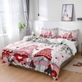 thumbnail image 3 of Valentine's Day Duvet Cover Set Twin Size, Gnome Couple Red Pink Love Heart Floral Leaf Gradient Pink 4 Piece Bedding Set with Zipper Closure & Corner Ties Soft Breathable Comforter Cover for Bedroom, 3 of 9