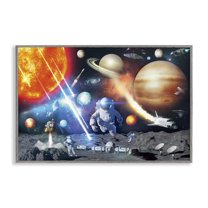 Stupell Industries Space & Astronauts Collage Astrology & Stars Painting Gray Framed Art Print Wall Art, 24 x 16
