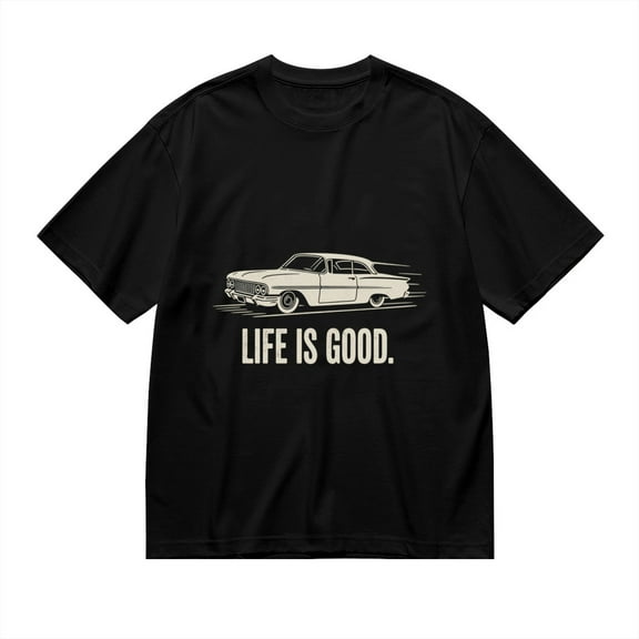 T Shirt for Men, Life Is Good, Vintage Car Print, Vintage Graphic Tees Men, 23930911,S