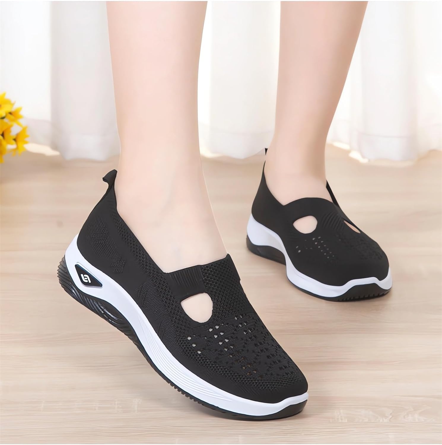 Women's Woven Orthopedic Breathable Soft Shoes Go Walking Slip on ...