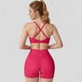 thumbnail image 5 of Women's High Waist Seamless Biker Shorts with Wide Waistband and Stretch Fit for Active Comfort - Large, Fuchsia, 5 of 7