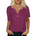 thumbnail image 6 of Bovemsi Women's Short Sleeved T Shirt V Neck Top Fashionable Casual Short Sleeved Shirt, Red Women's Summer Short Sleeve T-Shirts, M, 6 of 7