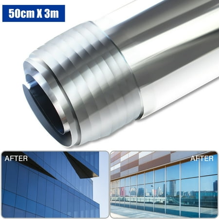 Large Window Mirror 20% Mirror Silver Solar Reflective One Way Window Covering Film Tint Tinting 50cm x 300cm/20'' windowsticker x 118'' ()