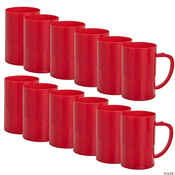 14 oz. Bulk 60 Count Christmas Red Reusable Plastic Mugs