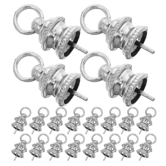 WRITWAA 100pcs Ornament Topper Plastic Caps Bauble Hanger Silver Christmas