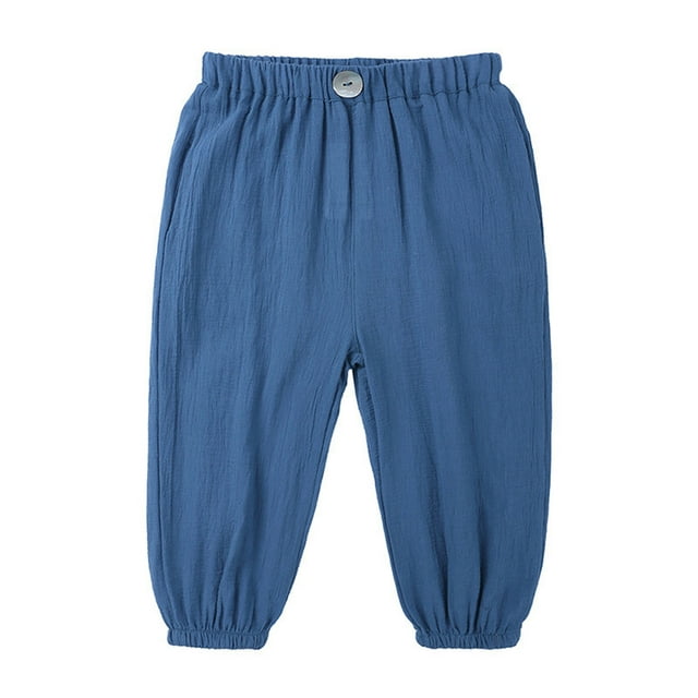 Children's Spring And Summer Solid Color Casual Sports Elastic Waist Ankle Pants Length Pants For Kids