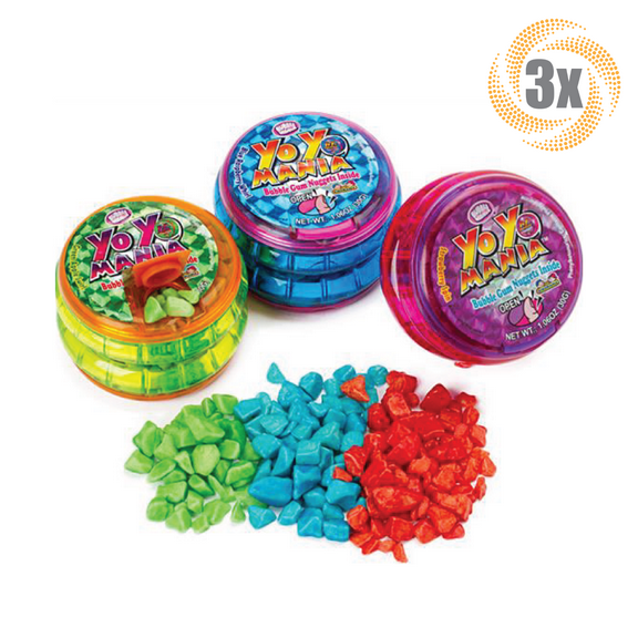 3x Yo Yo's Bubble Mania Yo Yo Mania & Bubble Gum Nuggets 1.05oz Assorted Colors