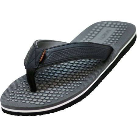 

NORTY Mens Flip Flops Adult Male Beach Thong Sandals Black Grey