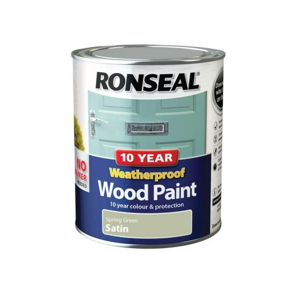 Ronseal - 10 Year Weatherproof Wood Paint Spring Green Satin 750ml