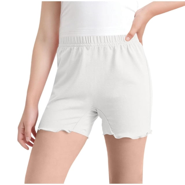Zpanxa Girls Running Shorts Nylon Spandex Solid Color Lightweight Crotch Safety Three Quarter Pants 10-11 Years