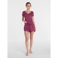 thumbnail image 3 of Joyspun Women’s Modal Blend Ribbed Henley Sleep Top, Sizes XS-3X, 3 of 6