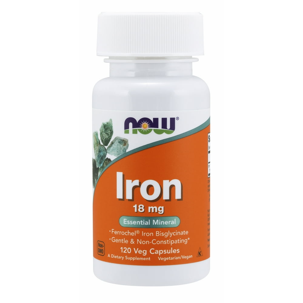 NOW Supplements, Iron 18 mg, NonConstipating*, Essential Mineral, 120