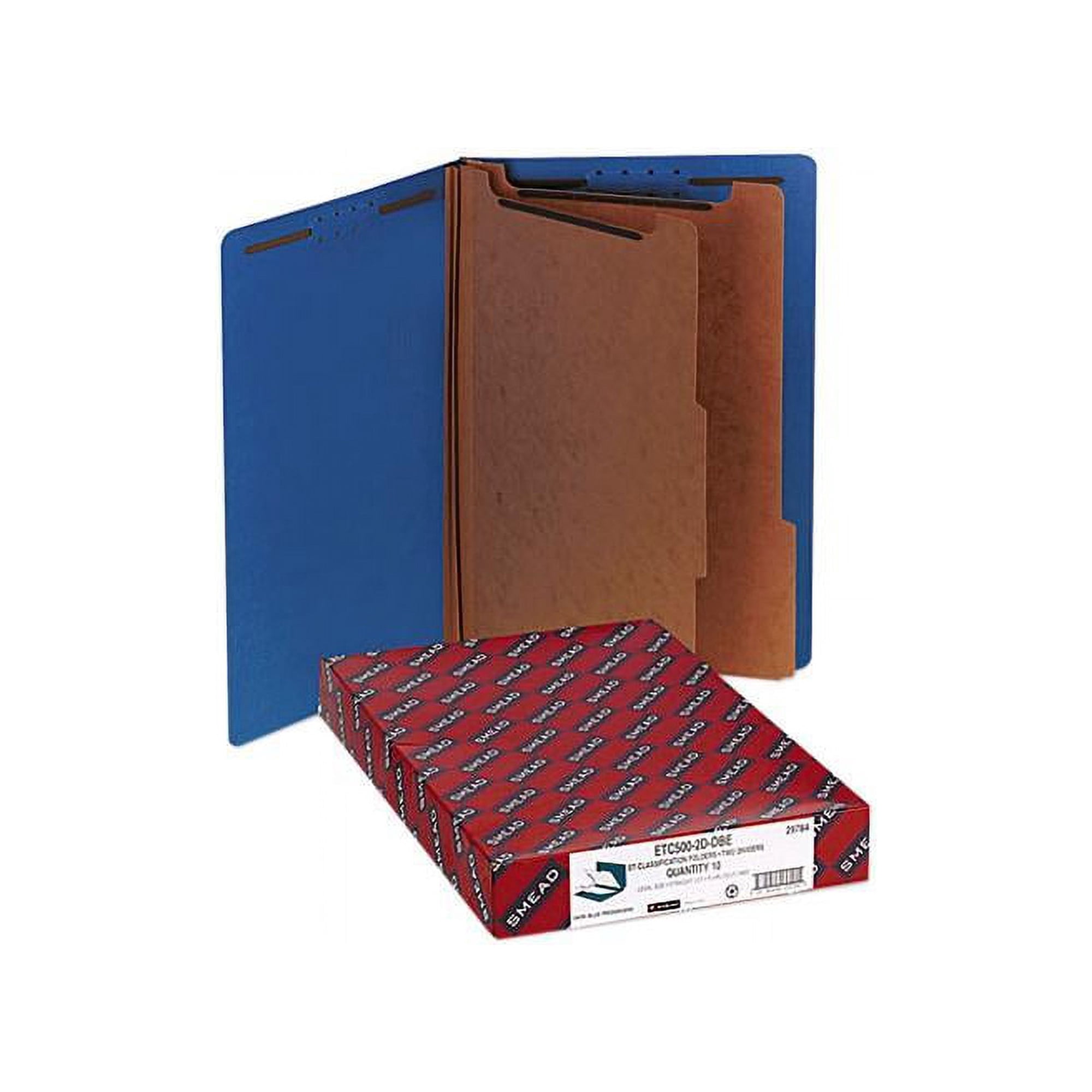 Smead 29784 Pressboard End Tab Classification Folders, Legal, Six-Section, Dark Blue, 10/Box